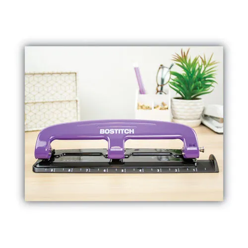 12-sheet Ez Squeeze Three-hole Punch, 9/32 Holes, Purple/black