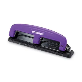 12-sheet Ez Squeeze Three-hole Punch, 9/32 Holes, Purple/black