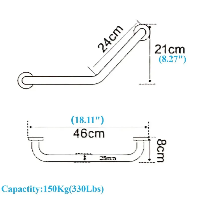 135 Degrees Angled Shower Safety Grab Bar Elderly Anti-slip Rail