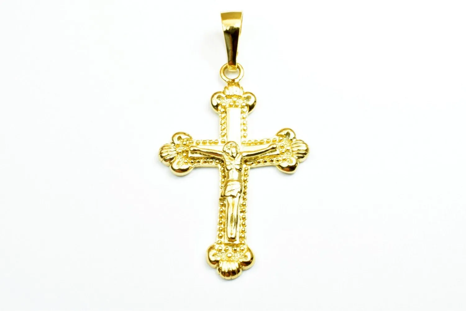 18K as Gold Filled* Cross Pendants Size 47x31mm, Christian Religious Cross Charm, First Communion Baby Baptism For Jewelry Making