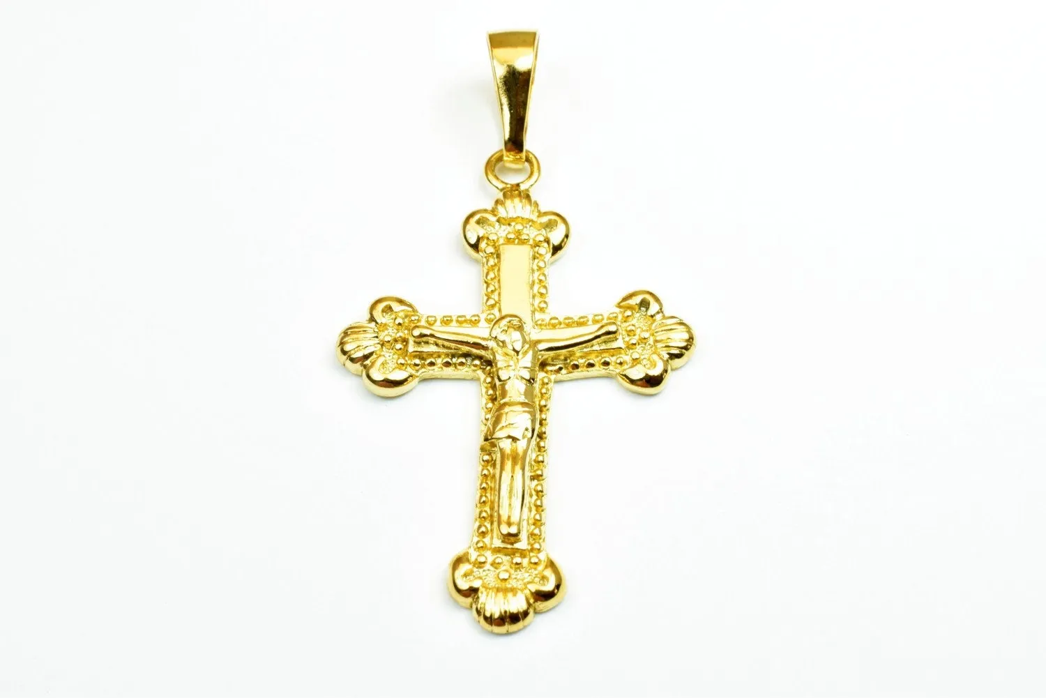 18K as Gold Filled* Cross Pendants Size 47x31mm, Christian Religious Cross Charm, First Communion Baby Baptism For Jewelry Making