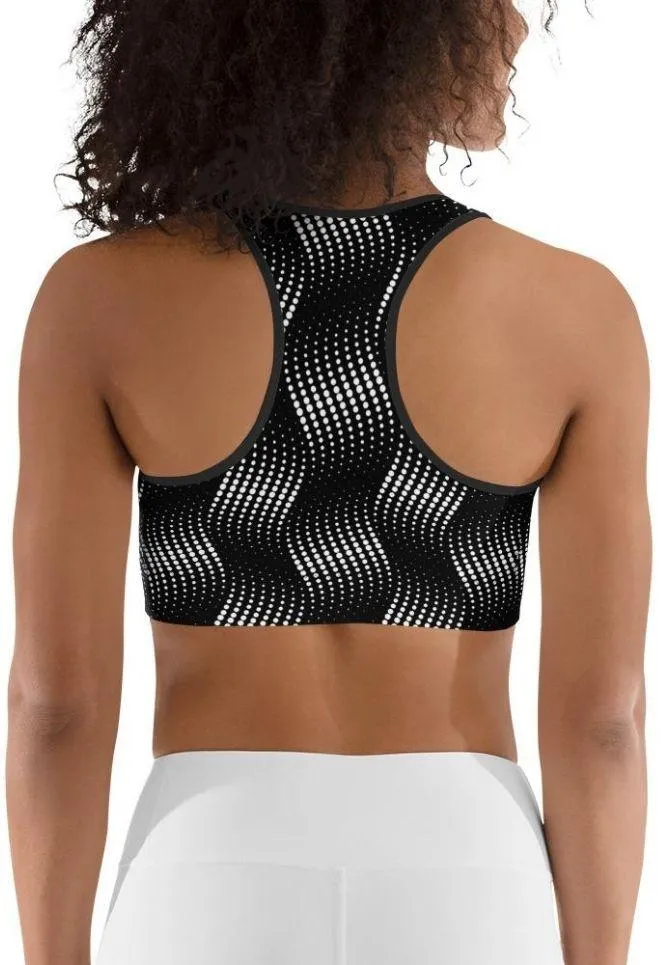 3D Black Pattern Sports Bra