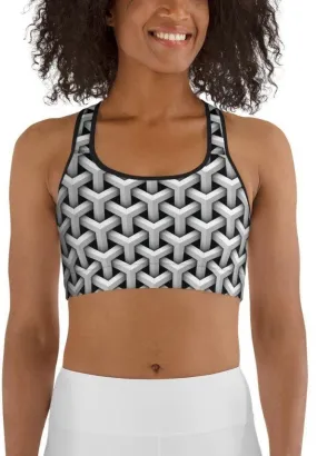 3D Woven Metallic Print Sports Bra