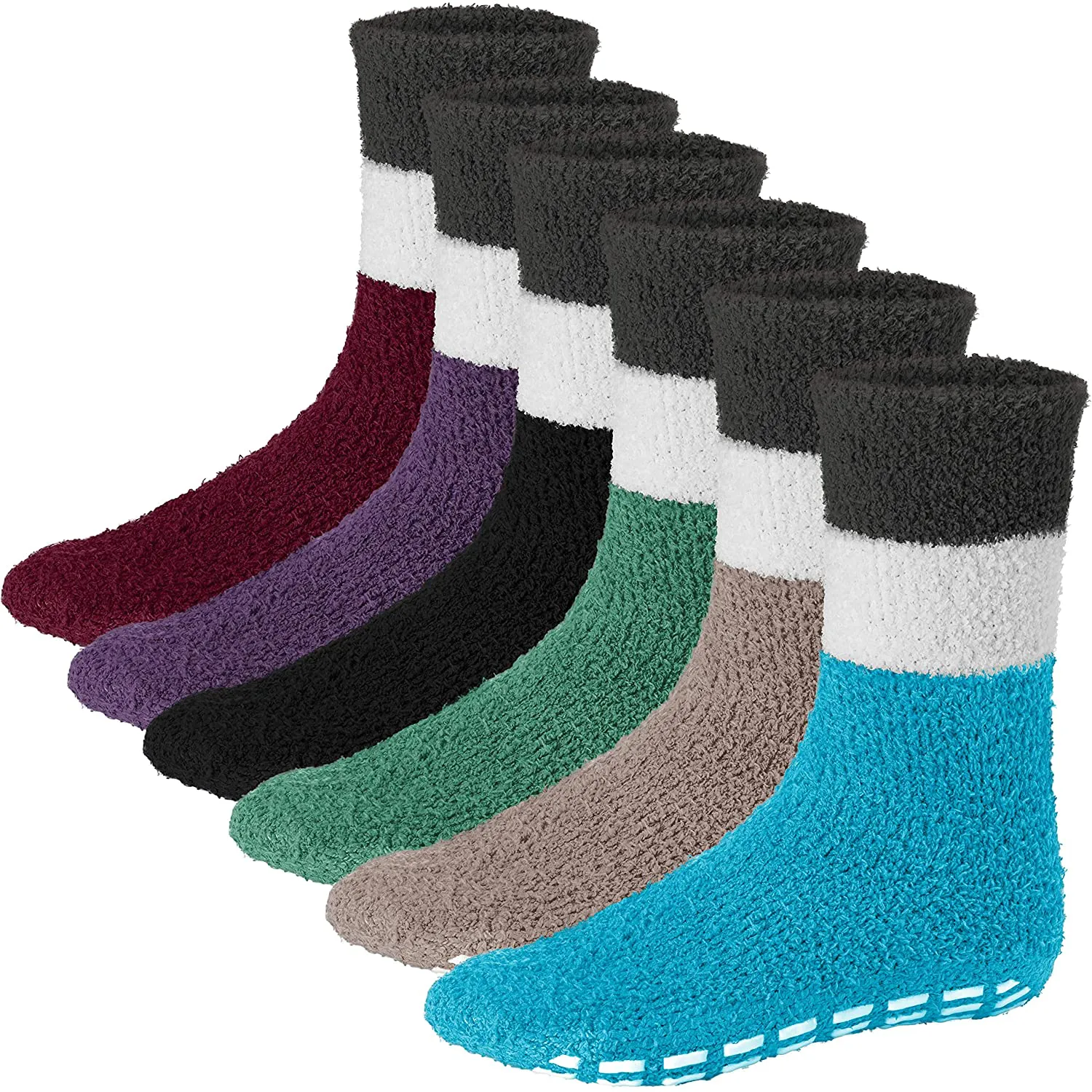 6 Pairs Mens Fuzzy Socks Grip Socks Microfiber Plush Sleeping Socks Soft Anti-Skid Solid Debra Weitzner