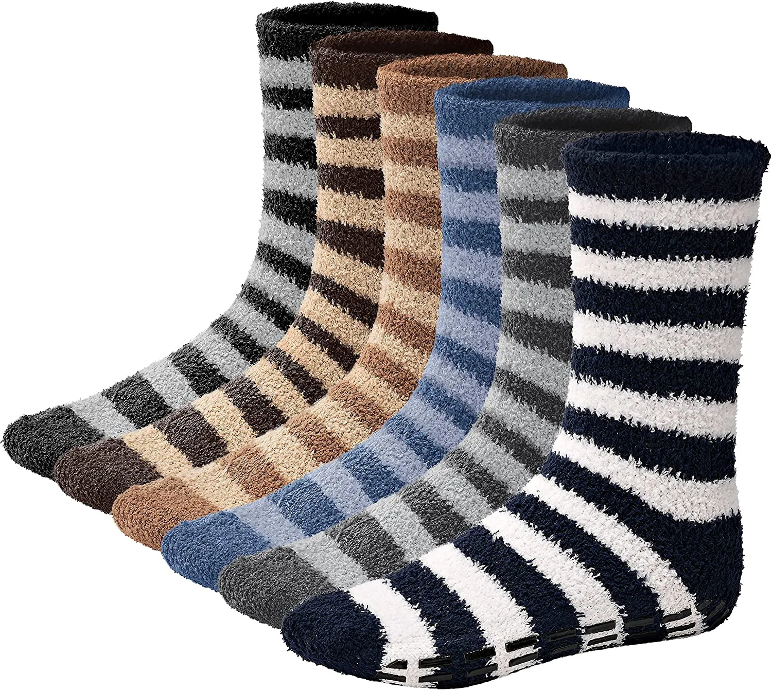 6 Pairs Mens Fuzzy Socks Grip Socks Microfiber Plush Sleeping Socks Soft Anti-Skid Solid Debra Weitzner