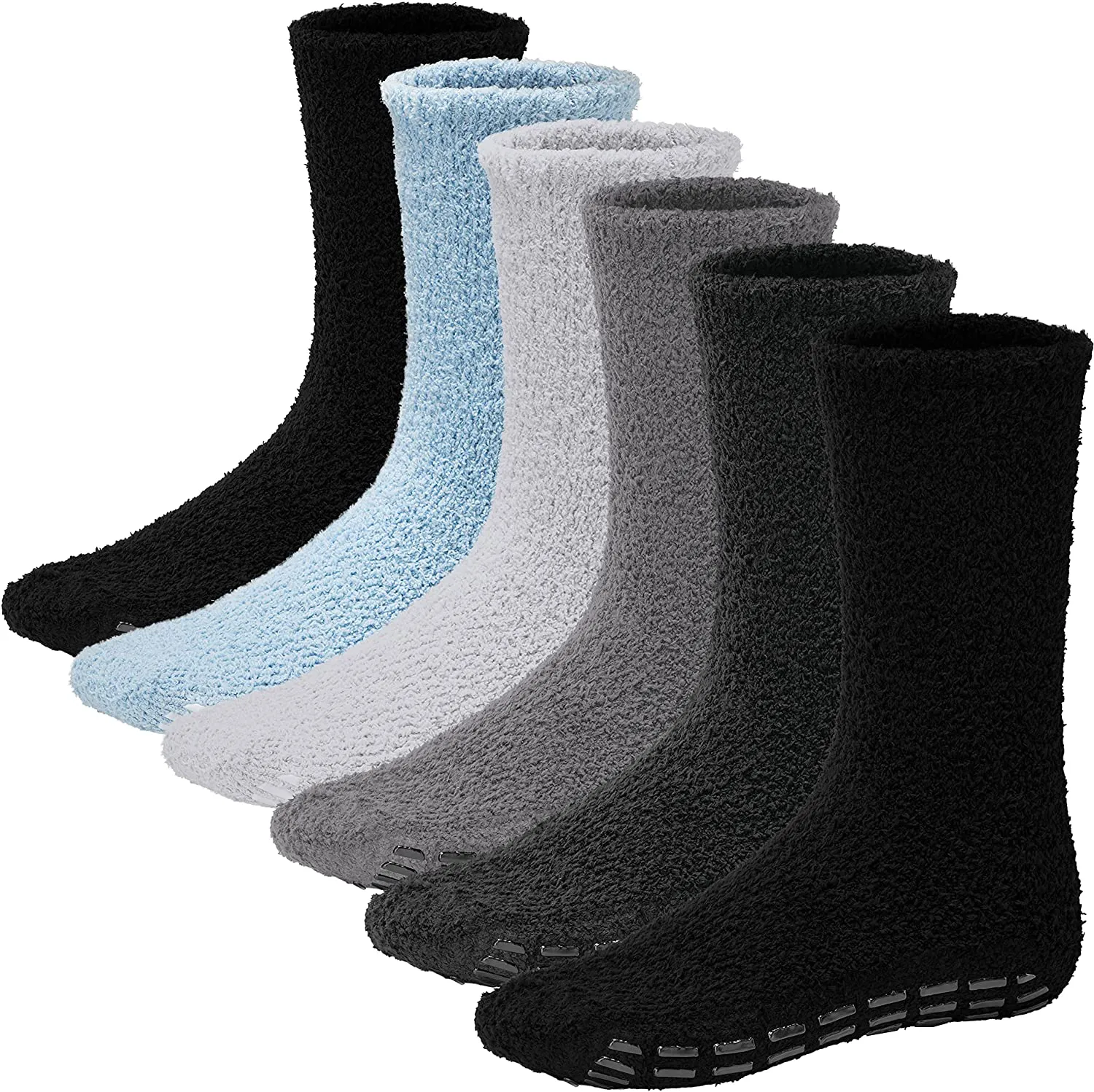 6 Pairs Mens Fuzzy Socks Grip Socks Microfiber Plush Sleeping Socks Soft Anti-Skid Solid Debra Weitzner