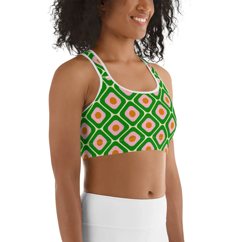 70s Retro Pattern Sports Bra