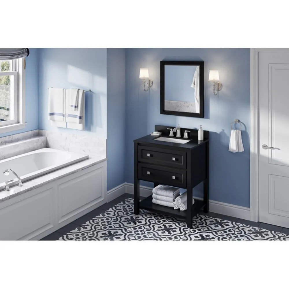 Adler Transitional Black 30 Vanity with Black Granite Top | VKITADL30BKBGR