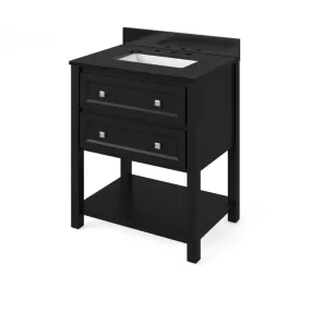 Adler Transitional Black 30 Vanity with Black Granite Top | VKITADL30BKBGR