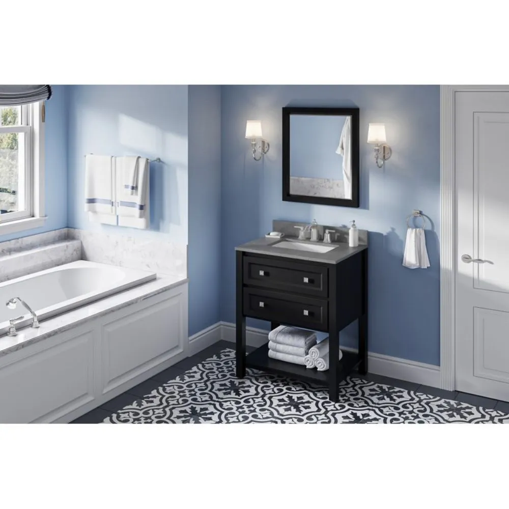 Adler Transitional Black 30 Vanity with Steel Grey Cultured Marble Top | VKITADL30BKSGR