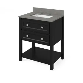 Adler Transitional Black 30 Vanity with Steel Grey Cultured Marble Top | VKITADL30BKSGR