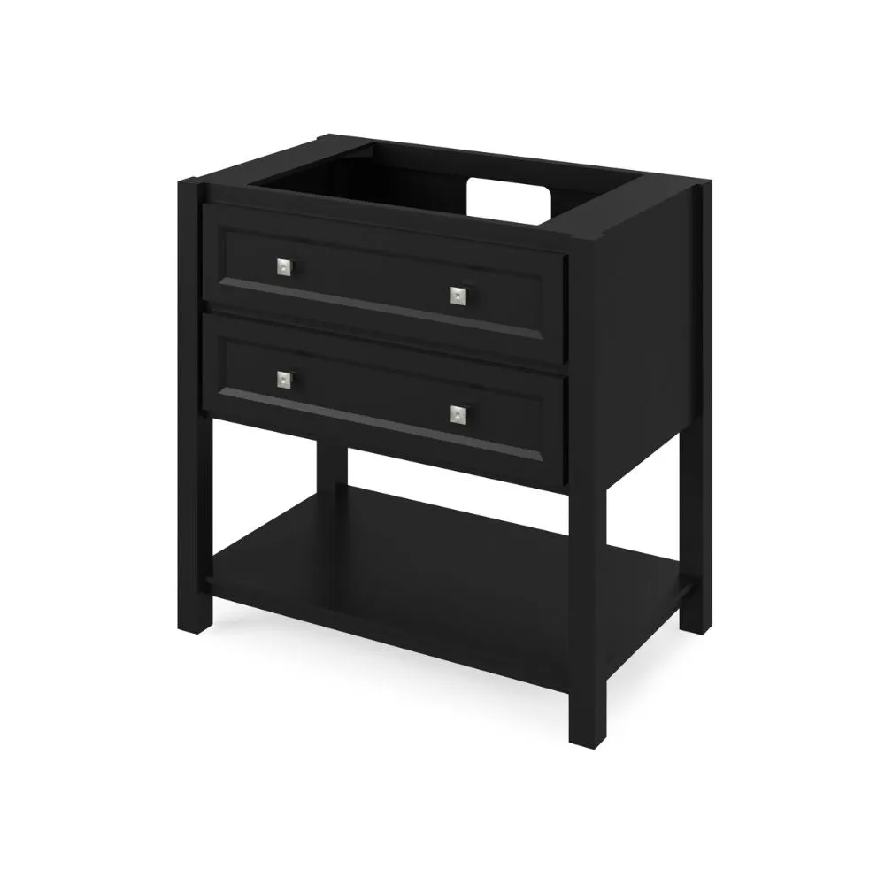 Adler Transitional Black 36 Rectangle Sink Vanity with Black Granite Top | VKITADL36BKBGR