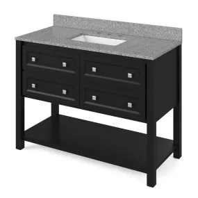 Adler Transitional Black 48 Rectangle Sink Vanity with Boulder Cultured Marble Top | VKITADL48BKBOR