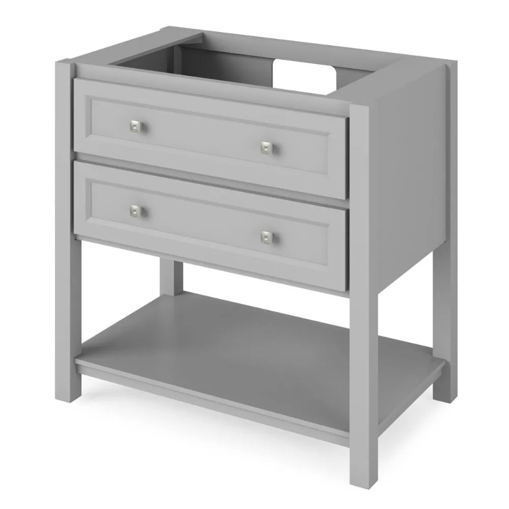 Adler Transitional Gray 36 Rectangle Sink Vanity with Black Granite Top | VKITADL36GRBGR