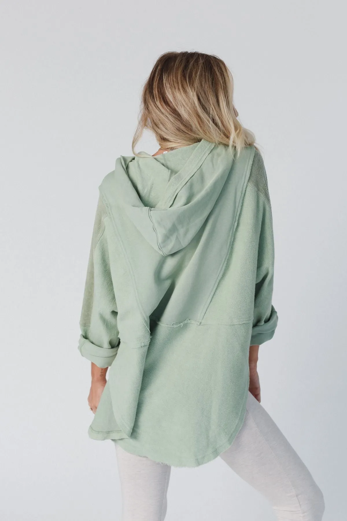 All My Love Contrast Hoodie Top - Sage