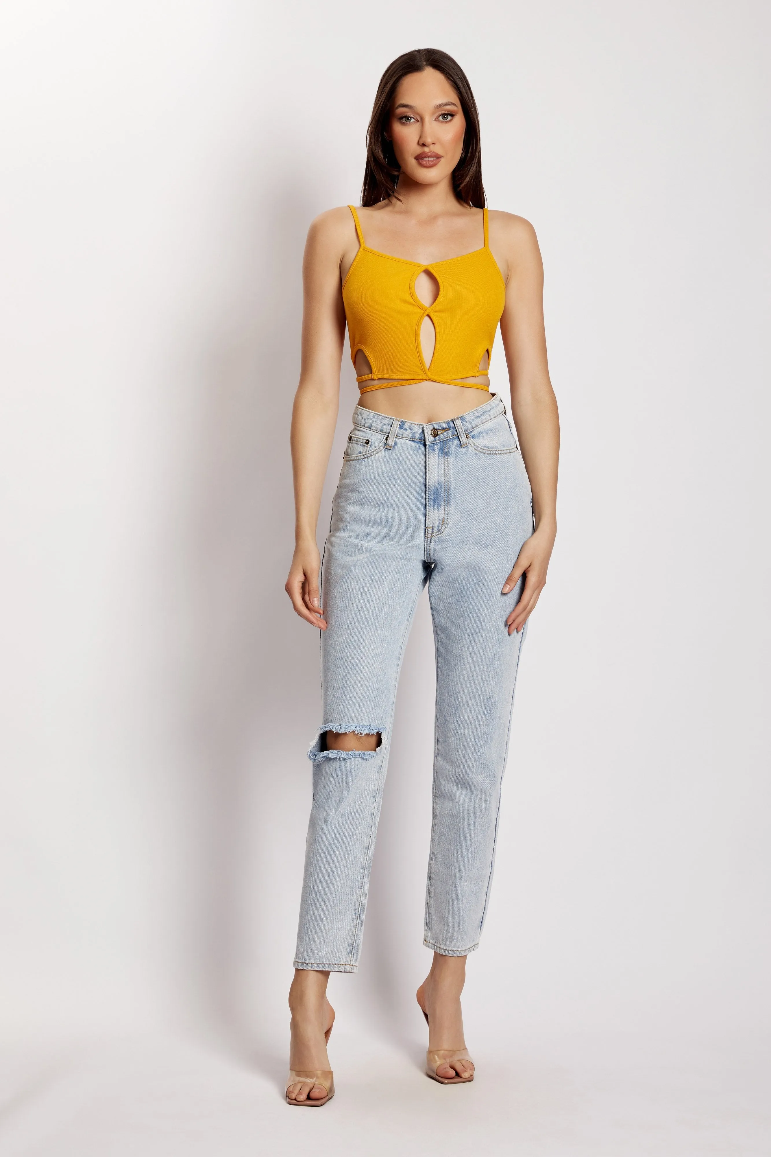 Ayesha Cut Out Singlet - Mango