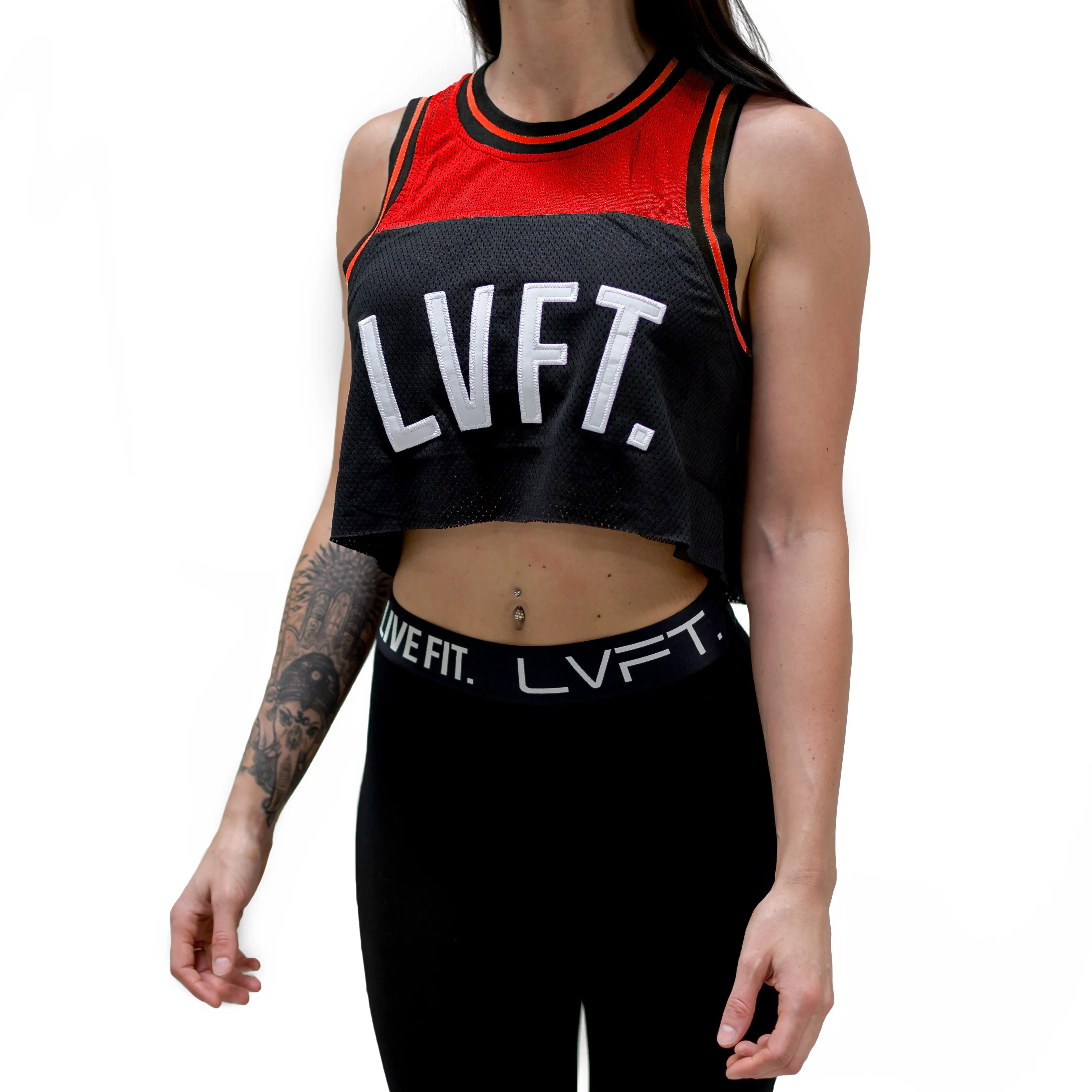 Baseline Crop Jersey - Black / Red