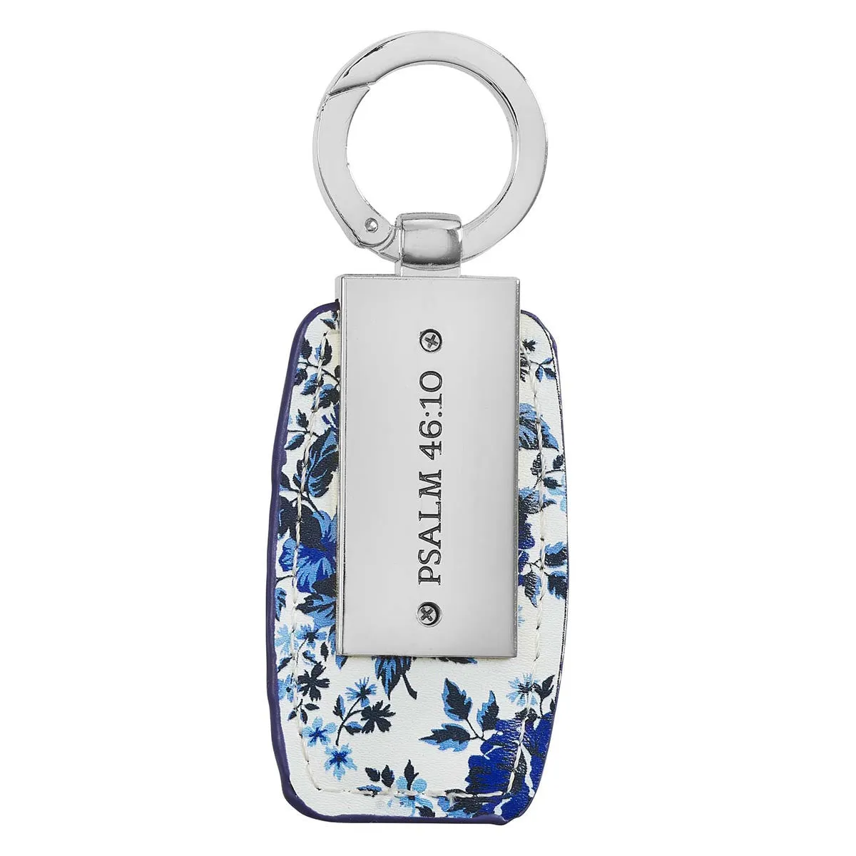 Be Still & Know Blue Floral Metal Keyring in Gift Tin - Psalm 46:10