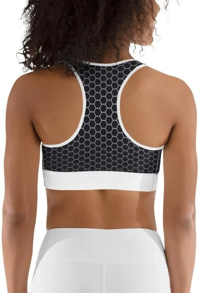 Beehive Geometric Sports Bra Onyx Gray