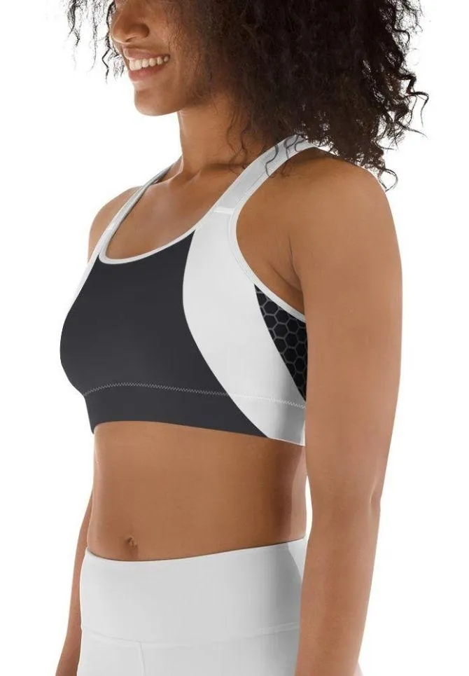 Beehive Geometric Sports Bra Onyx Gray