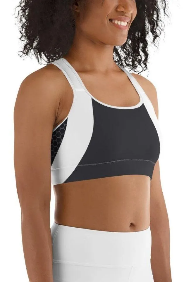 Beehive Geometric Sports Bra Onyx Gray