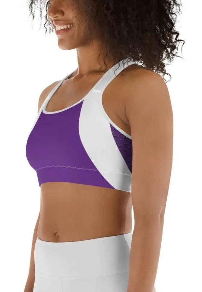 Beehive Geometric Sports Bra Royal Purple