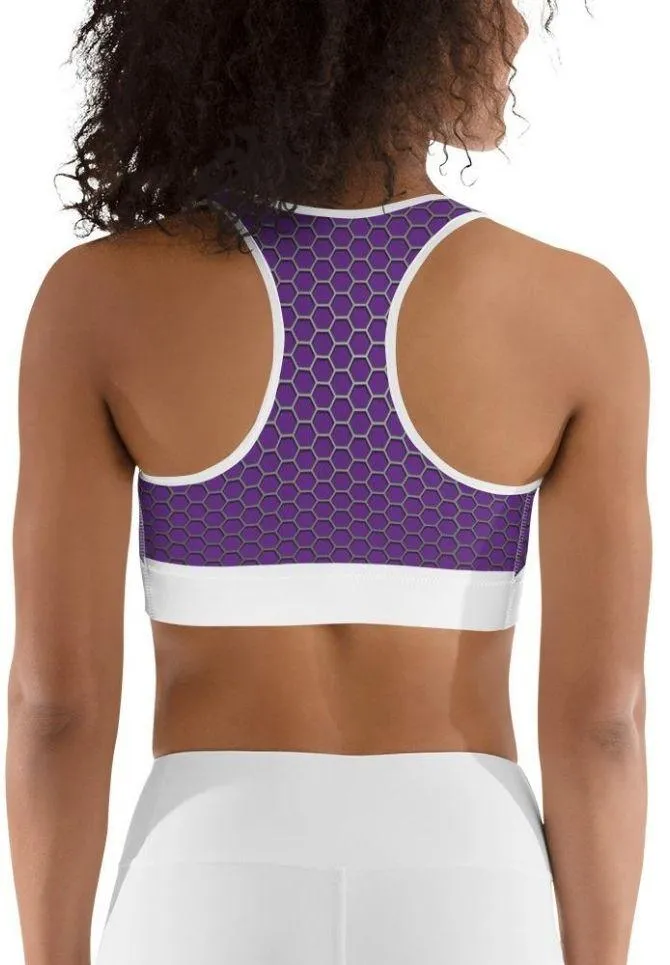 Beehive Geometric Sports Bra Royal Purple