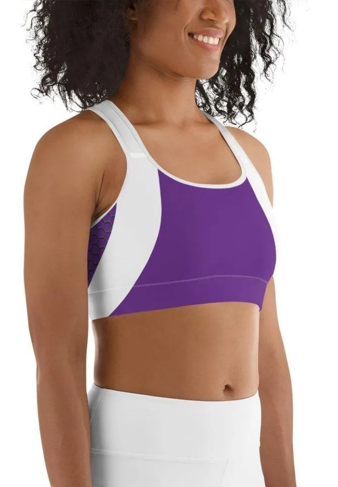 Beehive Geometric Sports Bra Royal Purple