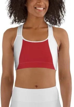 Beehive Geometric Sports Bra Scarlet Red