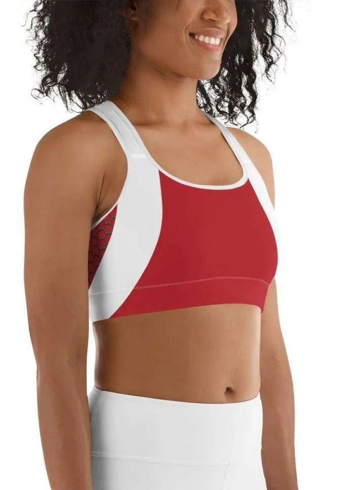 Beehive Geometric Sports Bra Scarlet Red