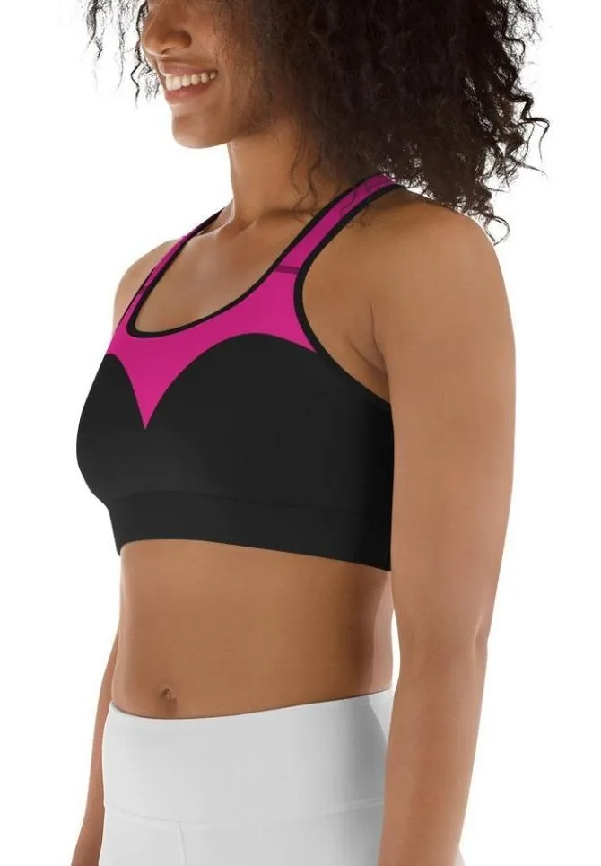 Black & Pink Heart Shaped Sports Bra