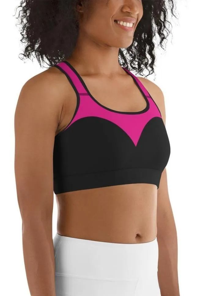 Black & Pink Heart Shaped Sports Bra