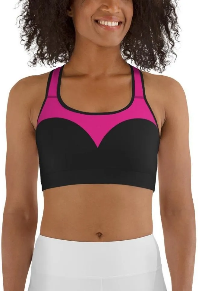 Black & Pink Heart Shaped Sports Bra