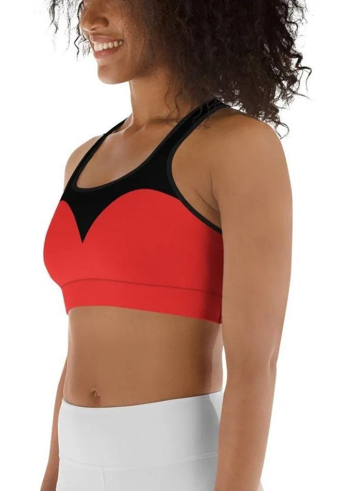 Black & Red Heart Shaped Sports Bra