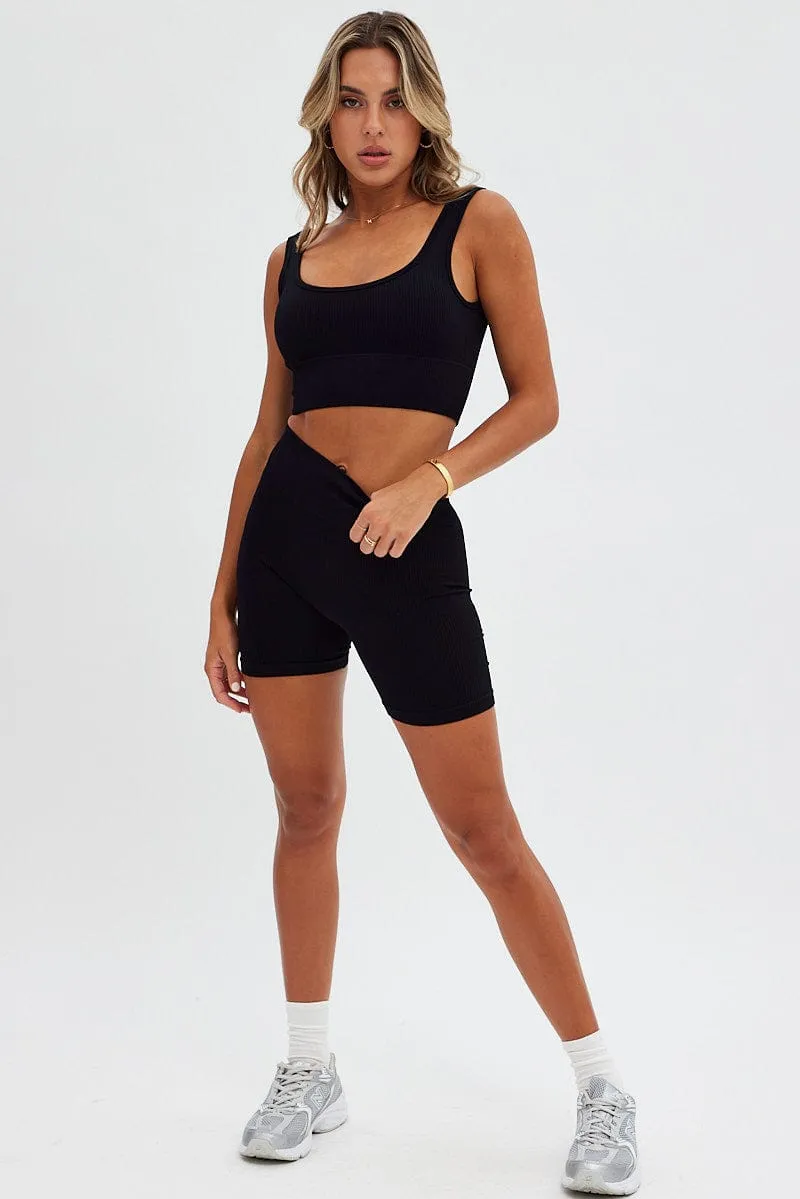 Black Tank Top Scoop Neck Seamless Activewear