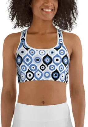 Blue Eye Pattern Sports Bra