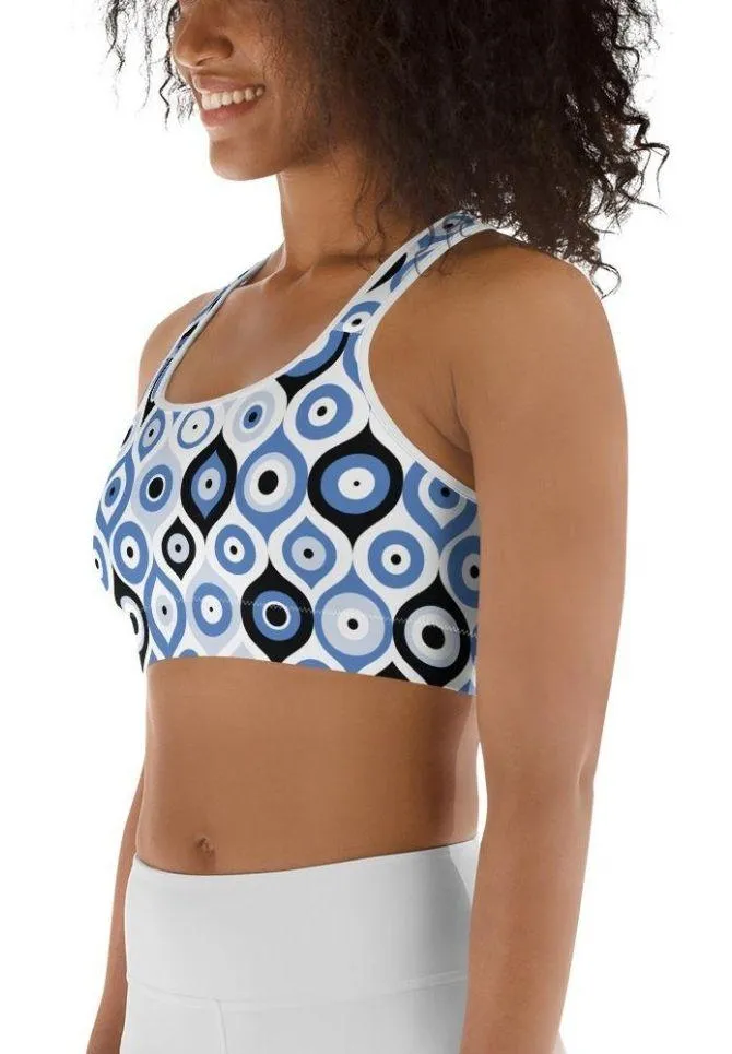 Blue Eye Pattern Sports Bra