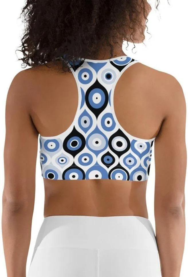 Blue Eye Pattern Sports Bra