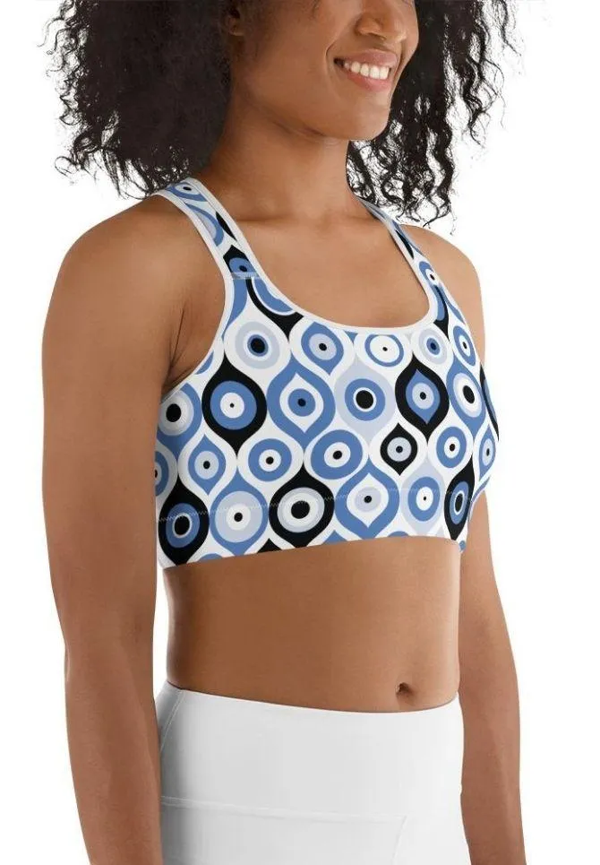 Blue Eye Pattern Sports Bra