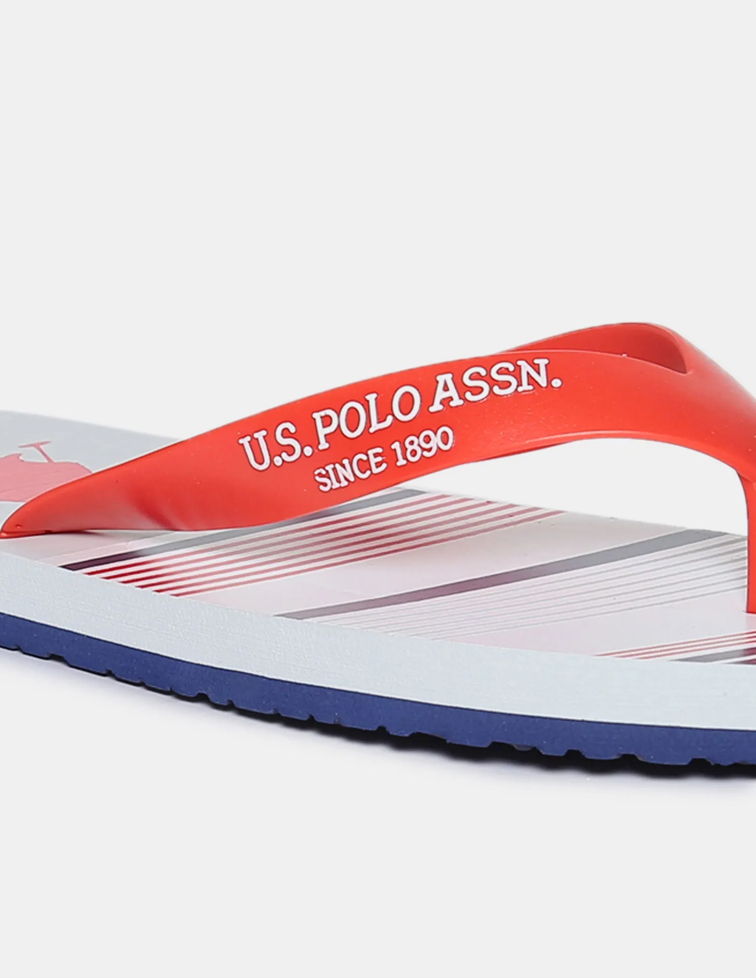 Brand Logo Striped Non-Skid Sunny Flip Flops