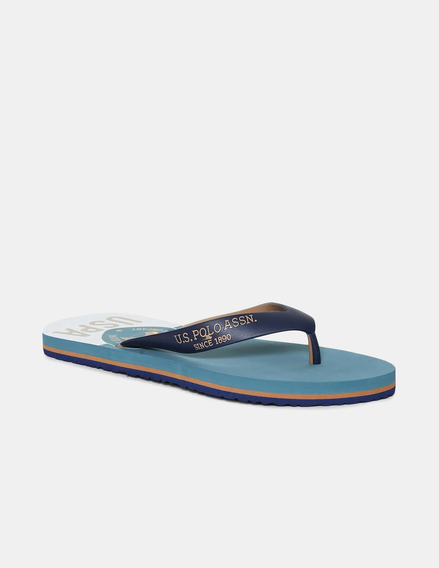 Brand Print V-Strap Non-Skid Hular Flip Flops