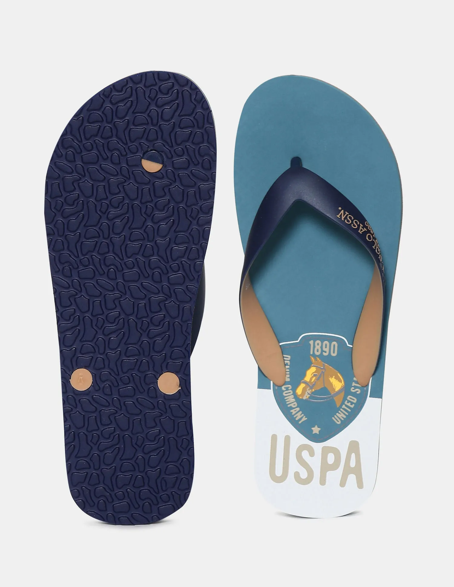 Brand Print V-Strap Non-Skid Hular Flip Flops