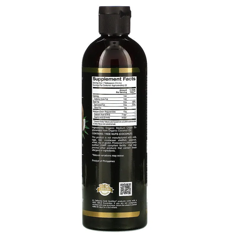 California Gold Nutrition | Organic MCT Oil | 12 - 32 fl oz (355 - 946 ml)