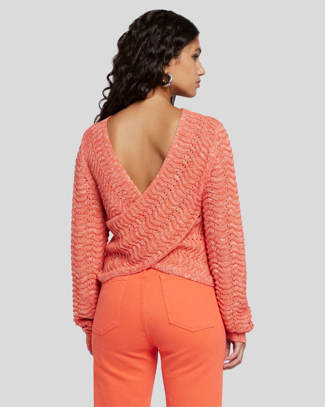 Cross Back Sweater in Grapefruit Marl