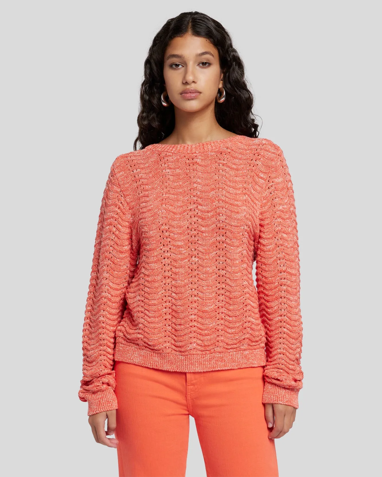 Cross Back Sweater in Grapefruit Marl