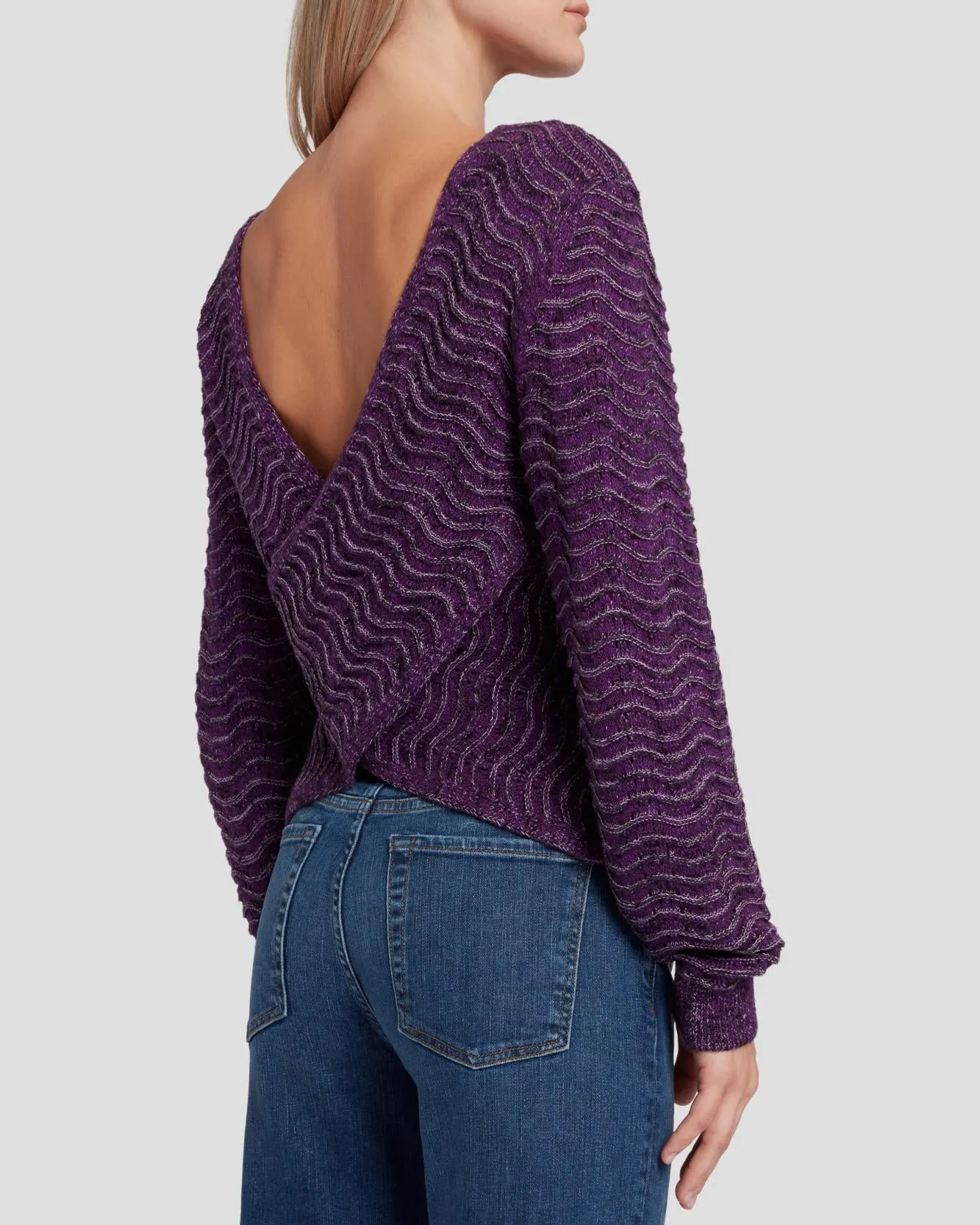 Cross Back Sweater in Violet