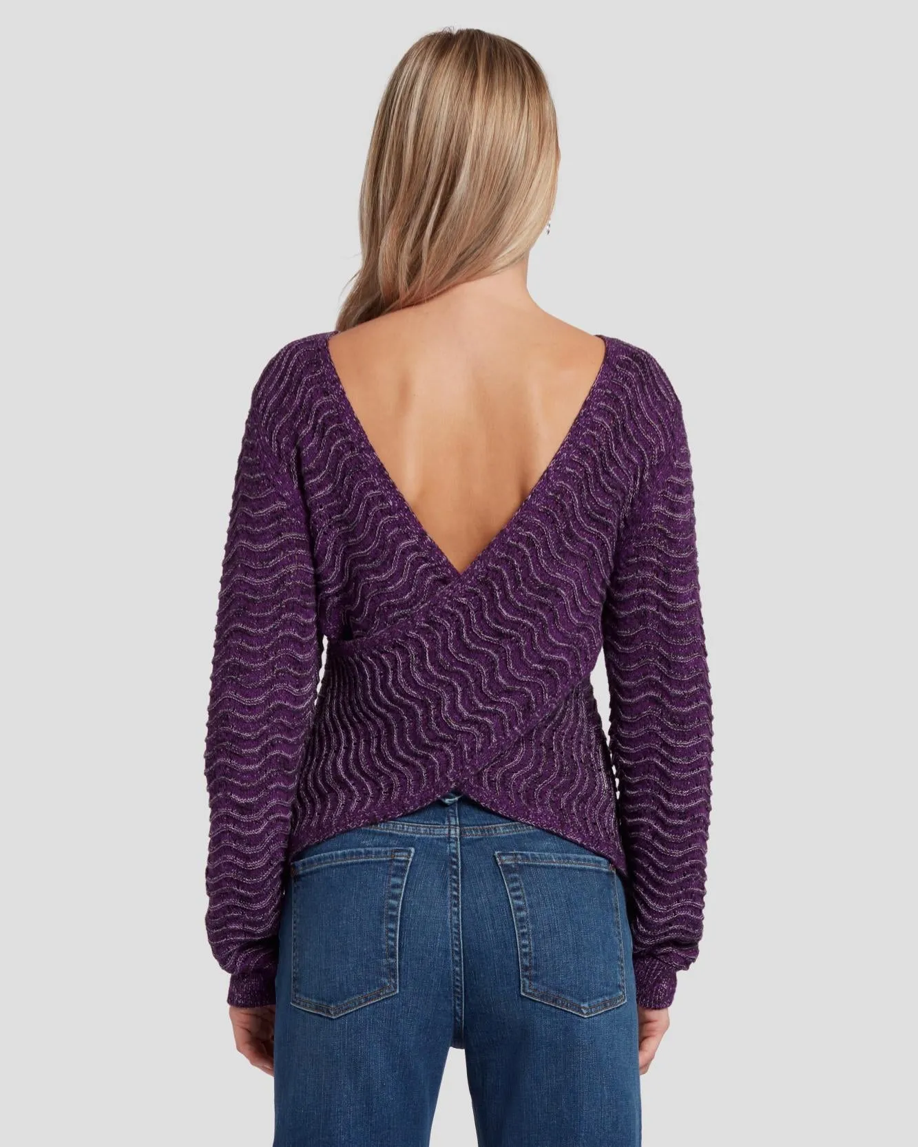 Cross Back Sweater in Violet