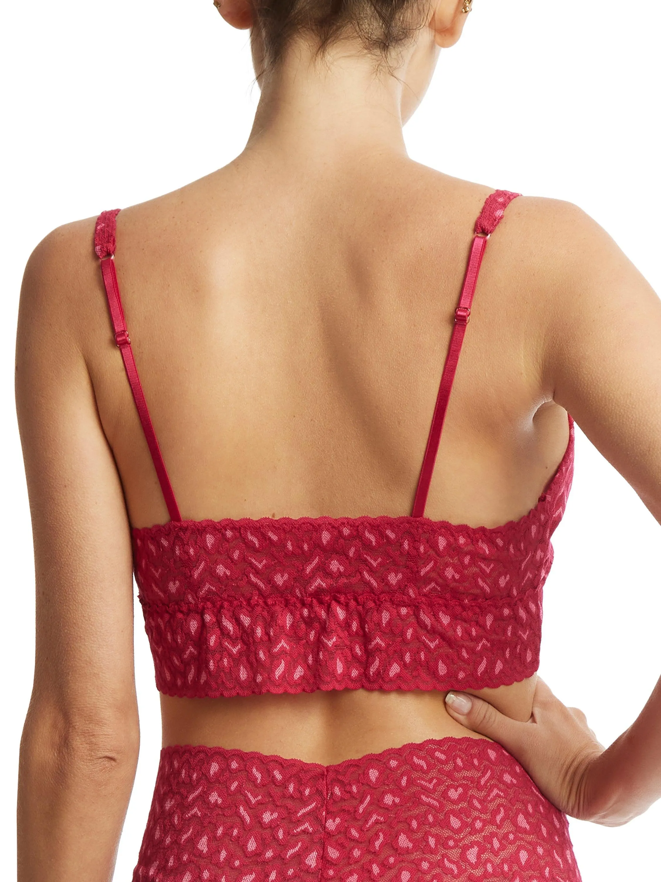 Cross Dyed Leopard V-Neck Retro Bralette Berry Sangria Sale