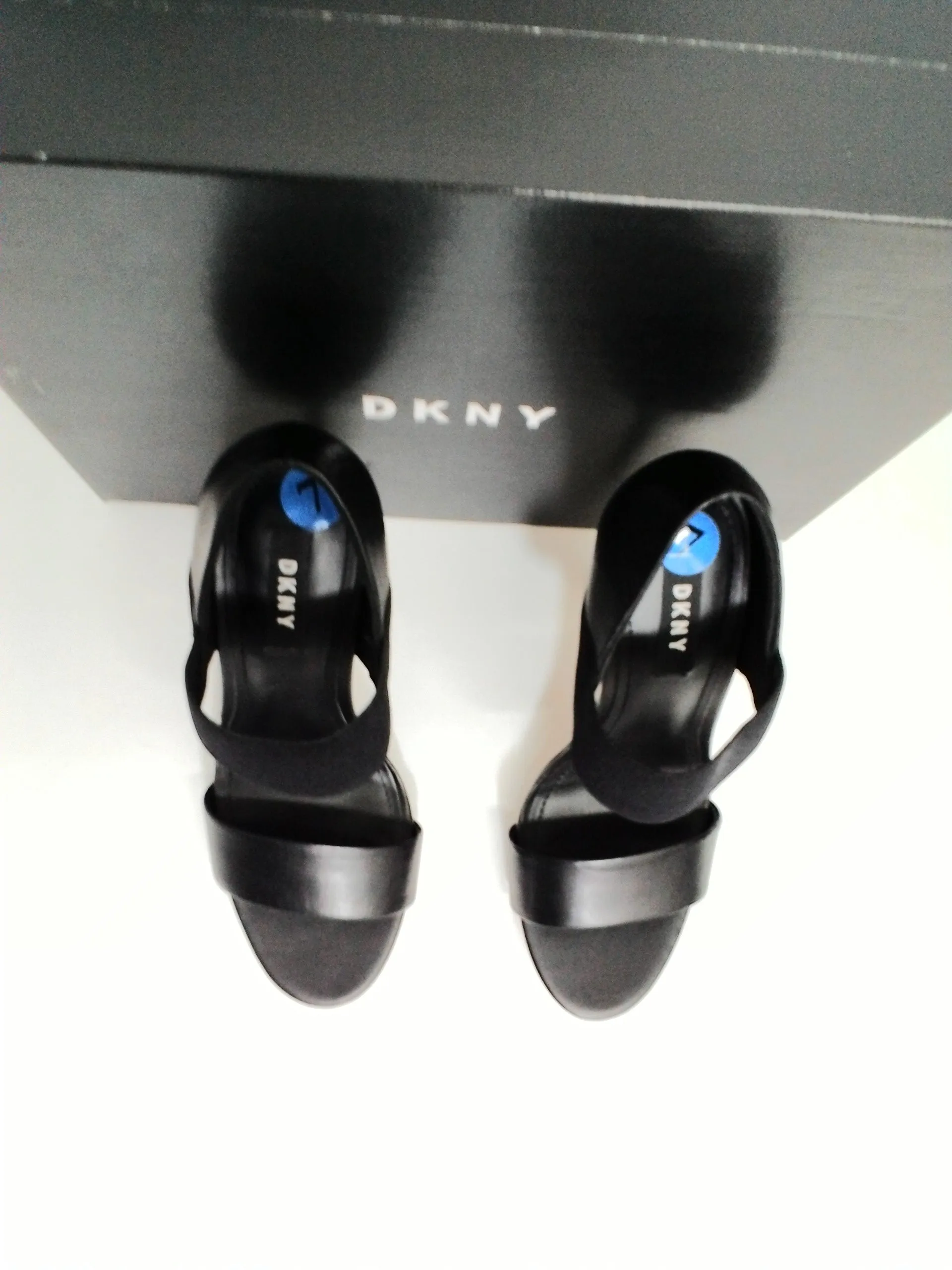 DKNY Black Heel Leather and Fabric Upper Size 7