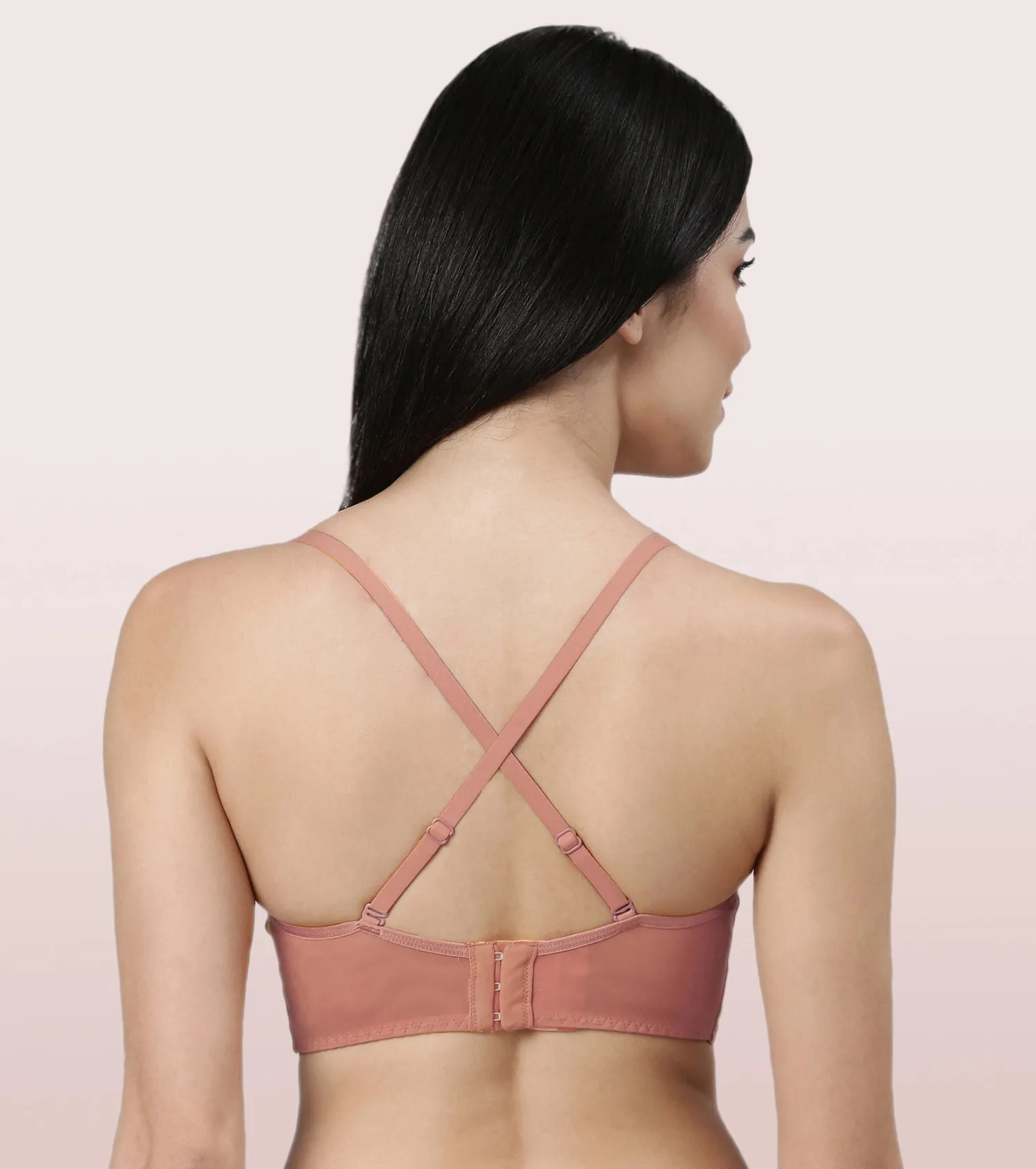 Enamor Pure Ease F125 Longline Comfort Lace Bra for Women - Padded, Wirefree and High Coverage